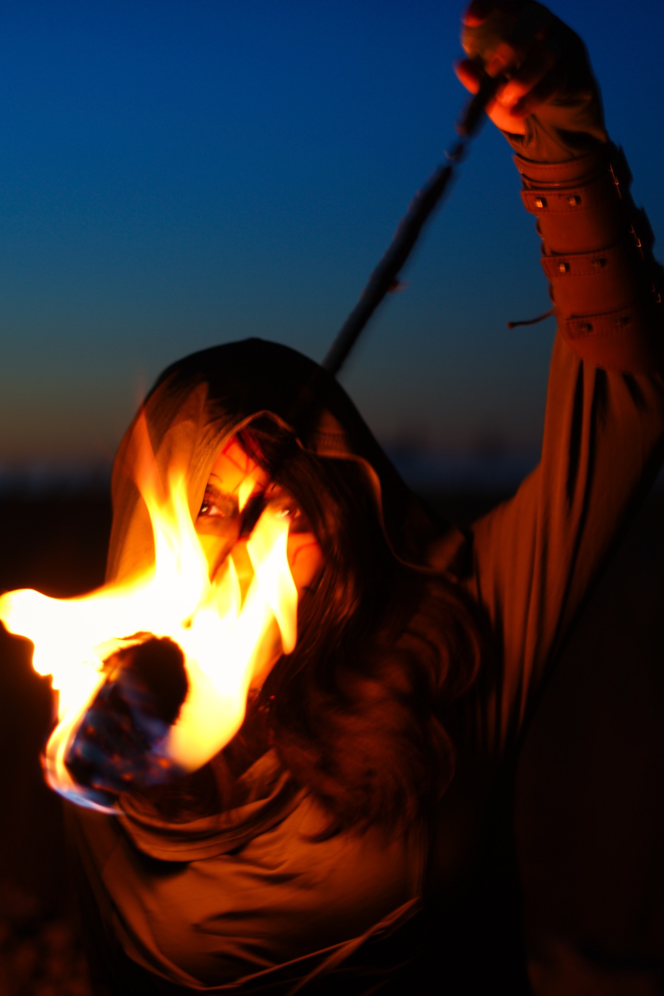 Fire performance close-up action